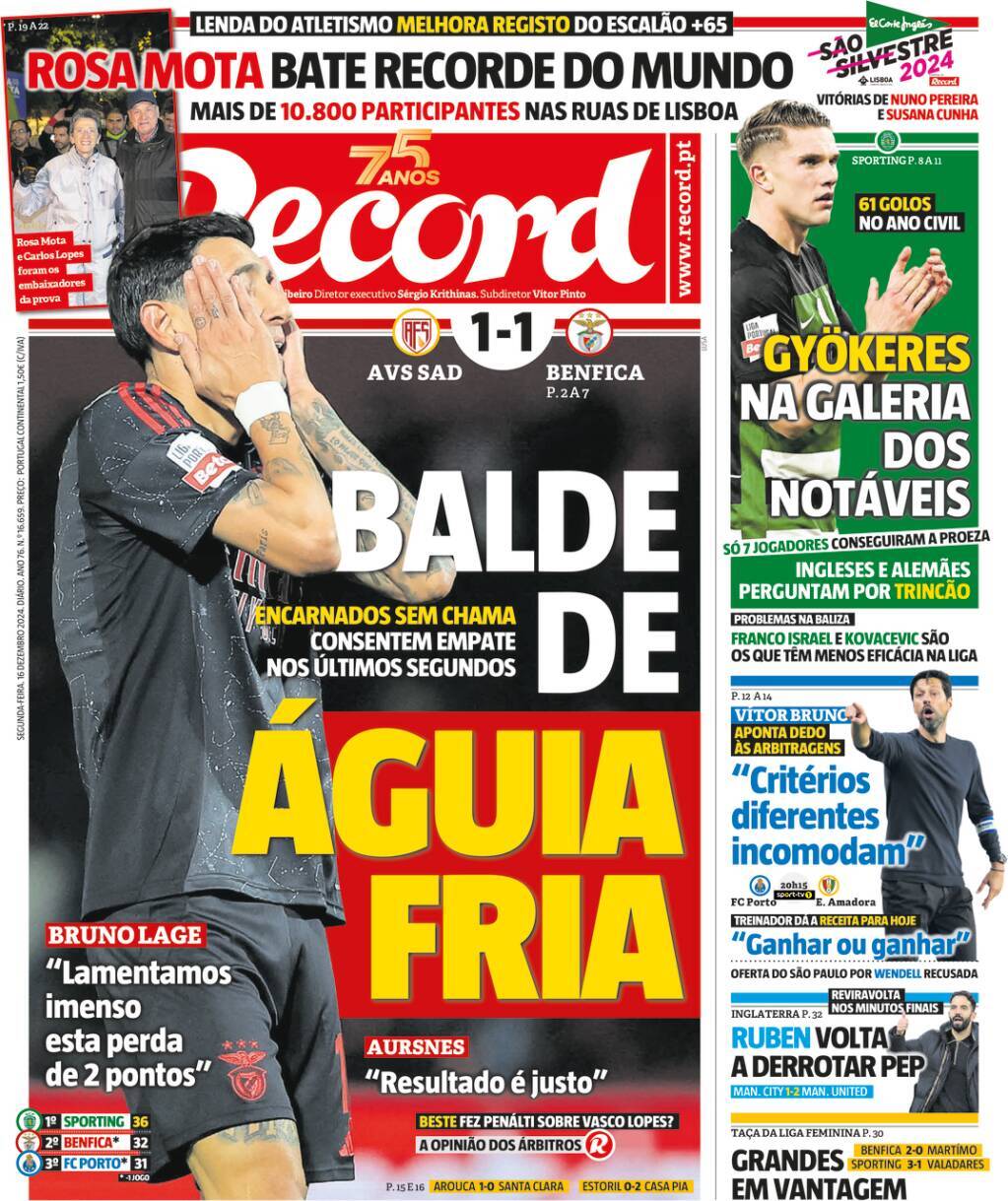 Record: Capa da Edi&ccedil;&atilde;o de segunda-feira, 16 de dezembro 2024