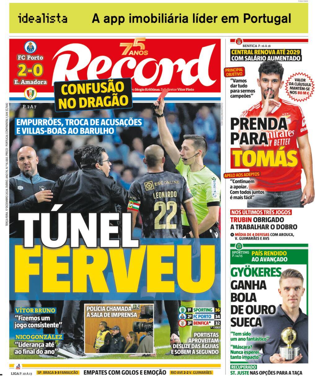 Record: Capa da Edi&ccedil;&atilde;o de ter&ccedil;a-feira, 17 de dezembro 2024