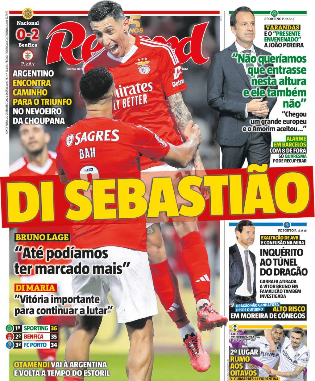 Record: Capa da Edi&ccedil;&atilde;o de sexta-feira, 20 de dezembro 2024