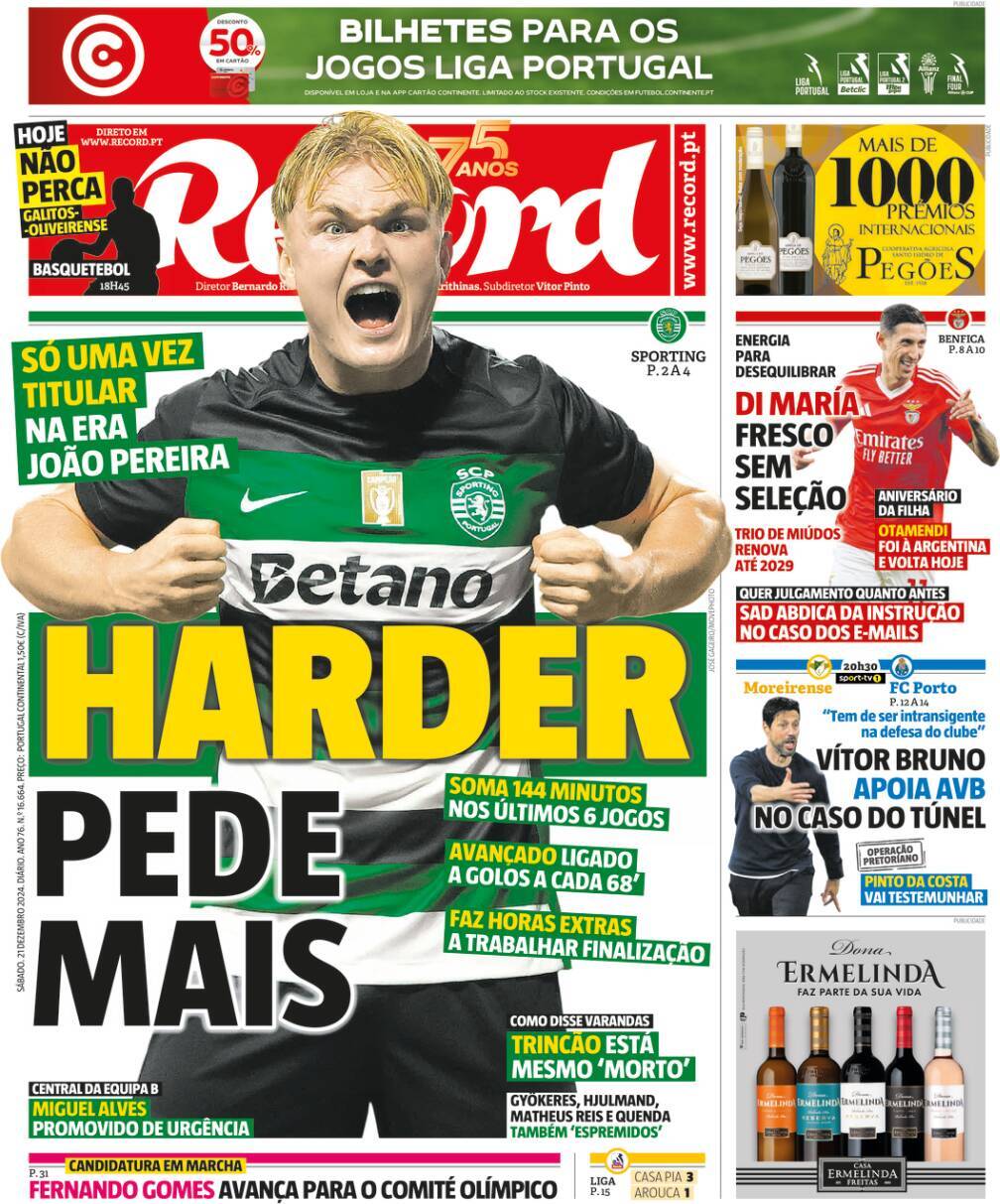 Record: Capa da Edi&ccedil;&atilde;o de s&aacute;bado, 21 de dezembro 2024