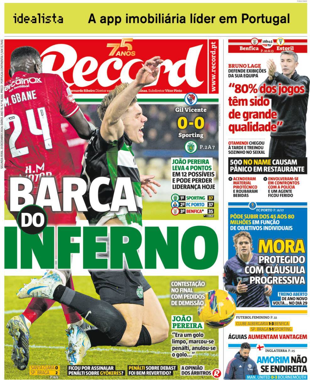 Record: Capa da Edi&ccedil;&atilde;o de segunda-feira, 23 de dezembro 2024