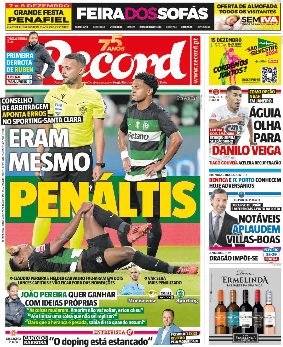 Record: Capa da Edi&ccedil;&atilde;o de quinta-feira, 05 de dezembro 2024