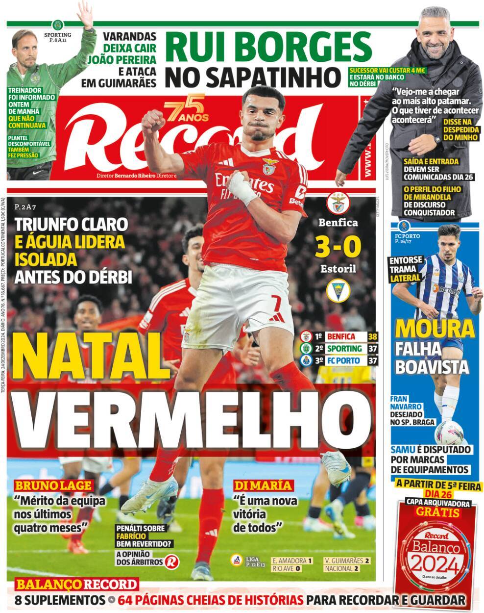 Record: Capa da Edi&ccedil;&atilde;o de ter&ccedil;a-feira, 24 de dezembro 2024