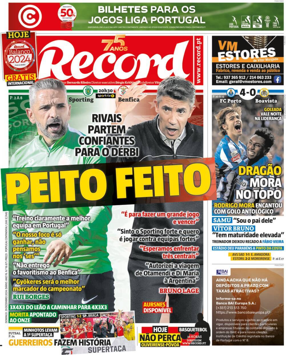 Record: Capa da Edi&ccedil;&atilde;o de domingo, 29 de dezembro 2024