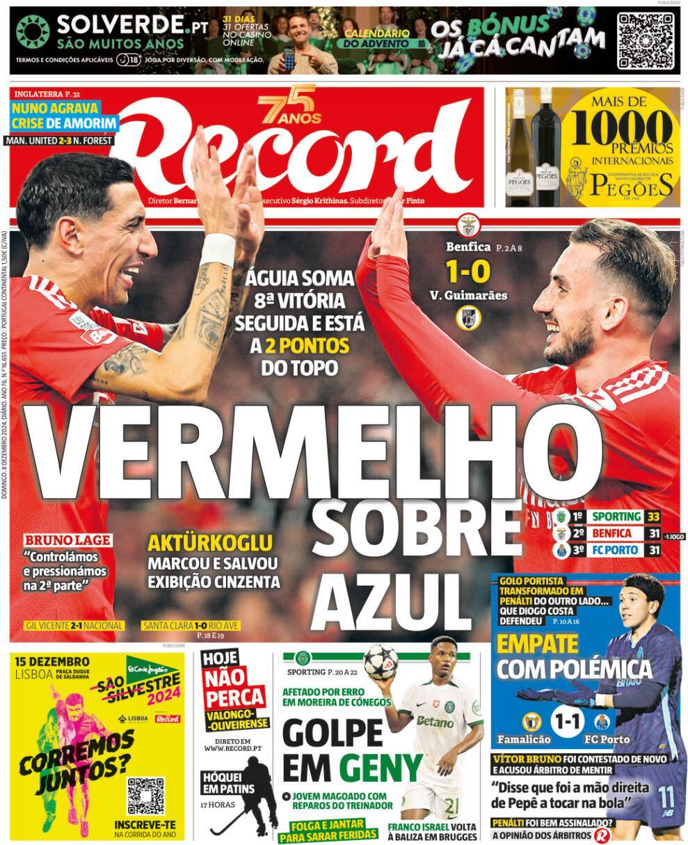 Record: Capa da Edi&ccedil;&atilde;o de domingo, 08 de dezembro 2024