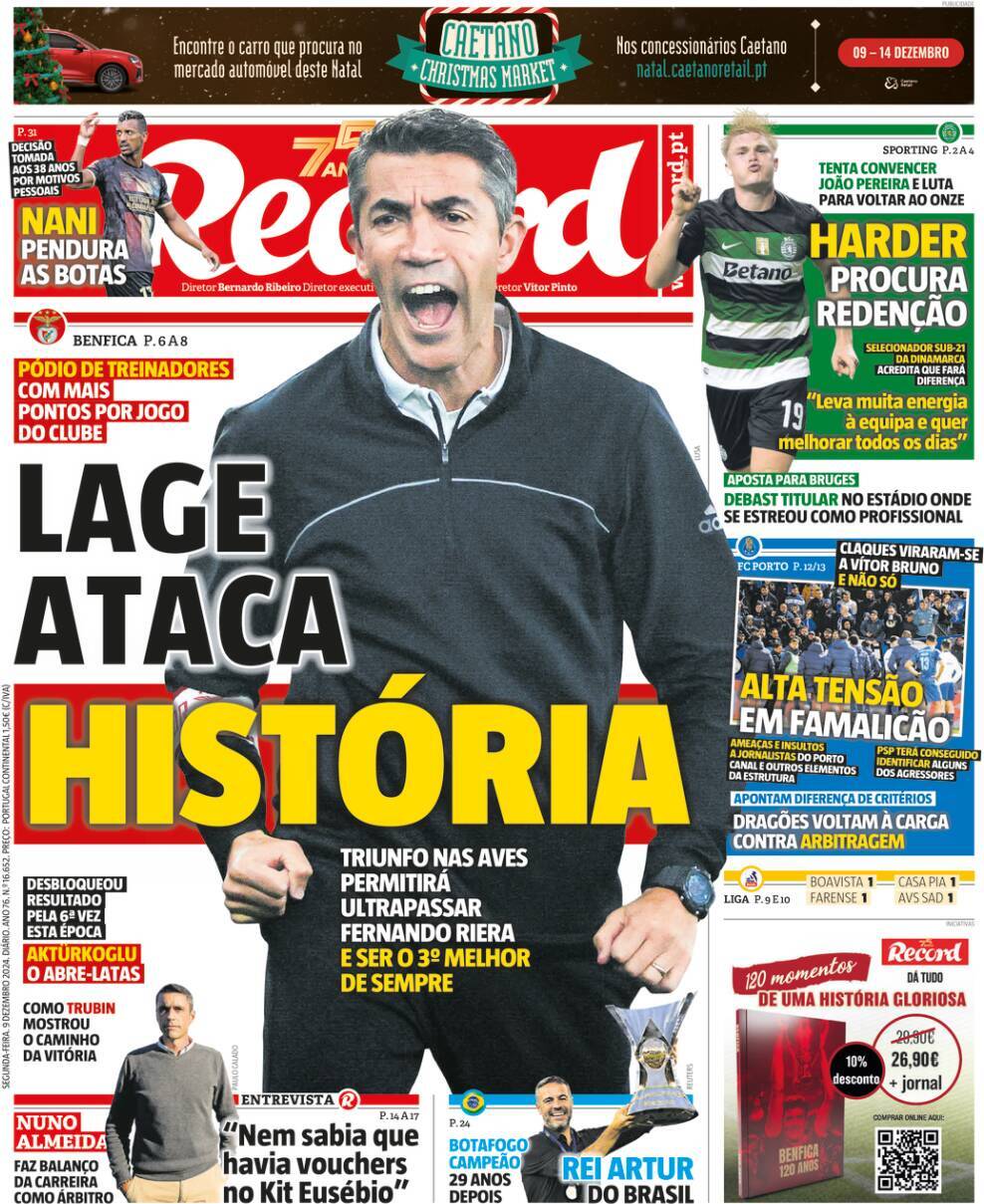 Record: Capa da Edi&ccedil;&atilde;o de segunda-feira, 09 de dezembro 2024