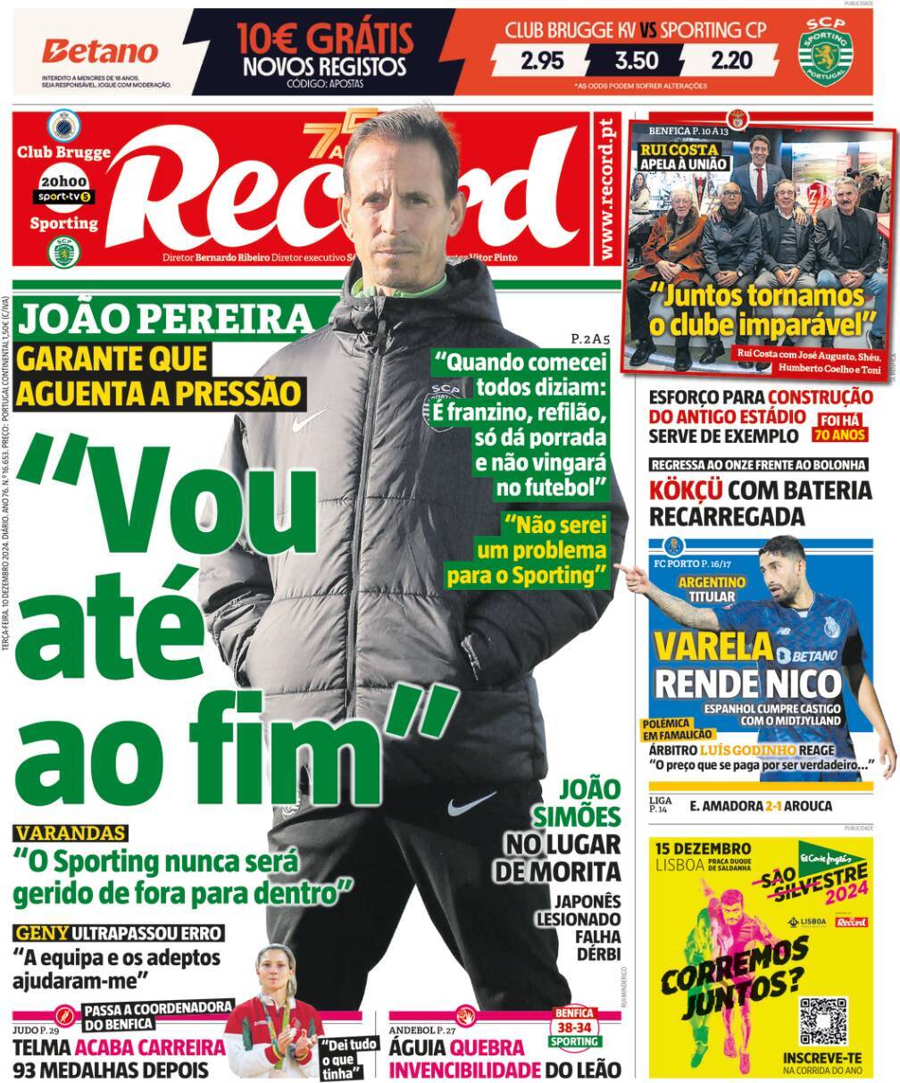 Record: Capa da Edi&ccedil;&atilde;o de ter&ccedil;a-feira, 10 de dezembro 2024