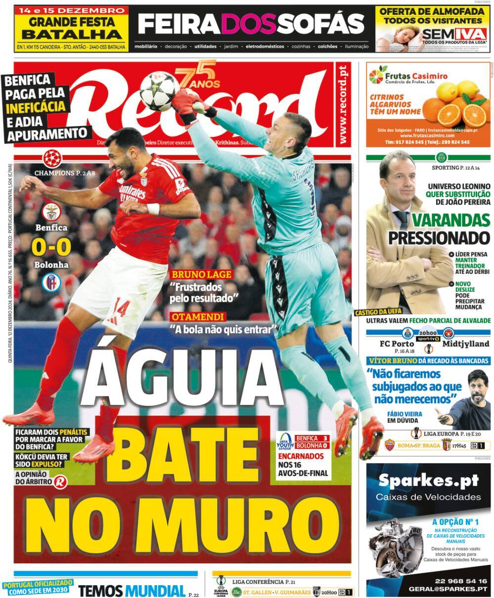 Record: Capa da Edi&ccedil;&atilde;o de quinta-feira, 12 de dezembro 2024