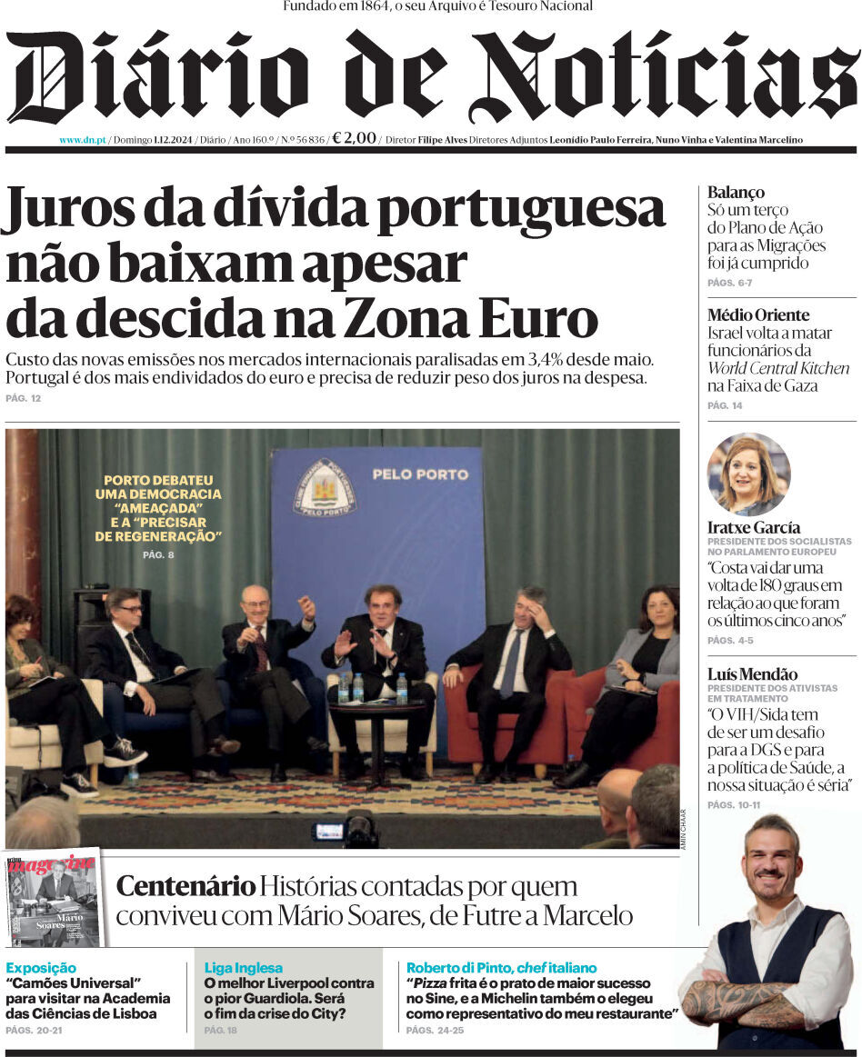 Di&aacute;rio de Not&iacute;cias: Capa da Edi&ccedil;&atilde;o de domingo, 01 de dezembro 2024