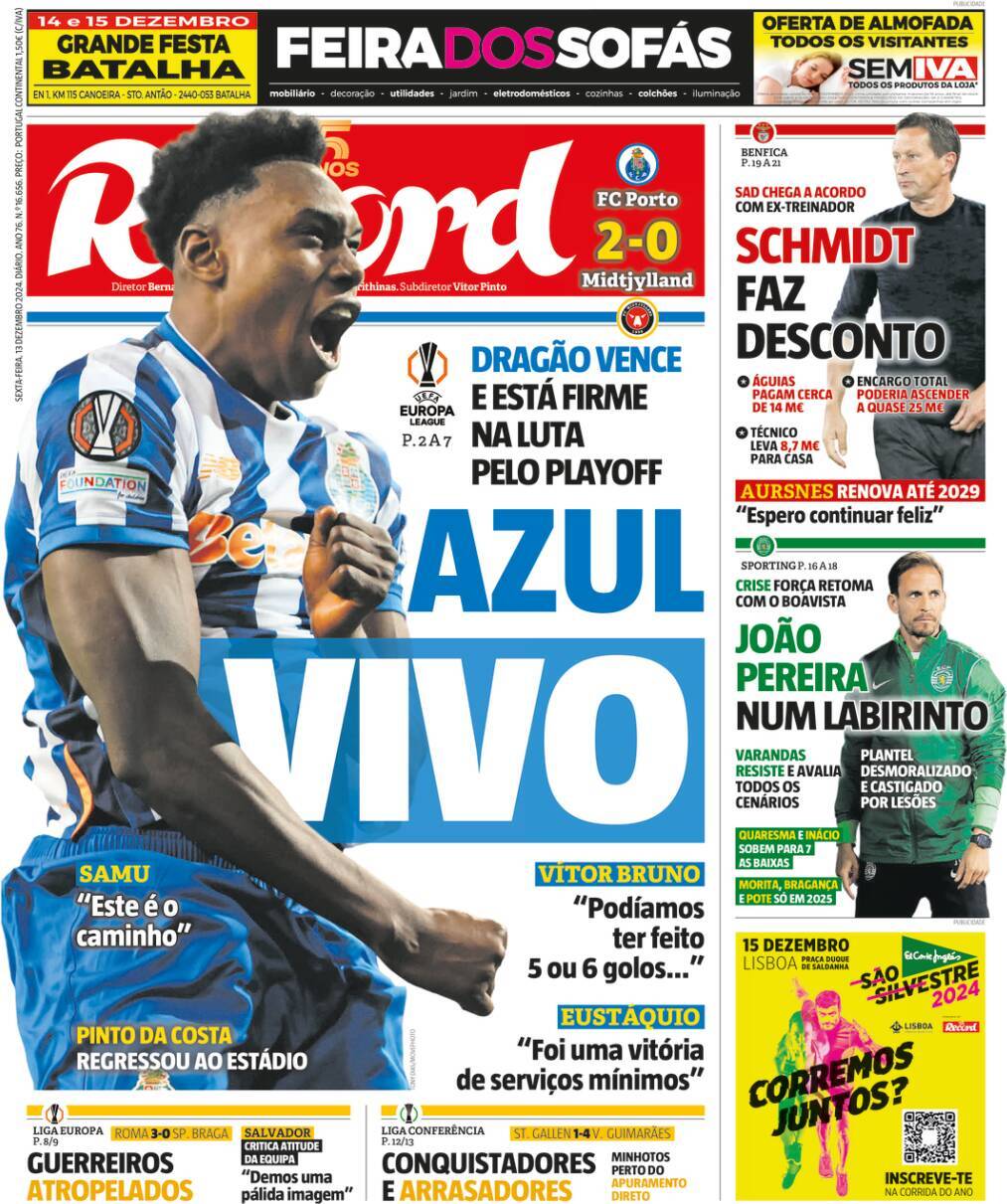 Record: Capa da Edi&ccedil;&atilde;o de sexta-feira, 13 de dezembro 2024