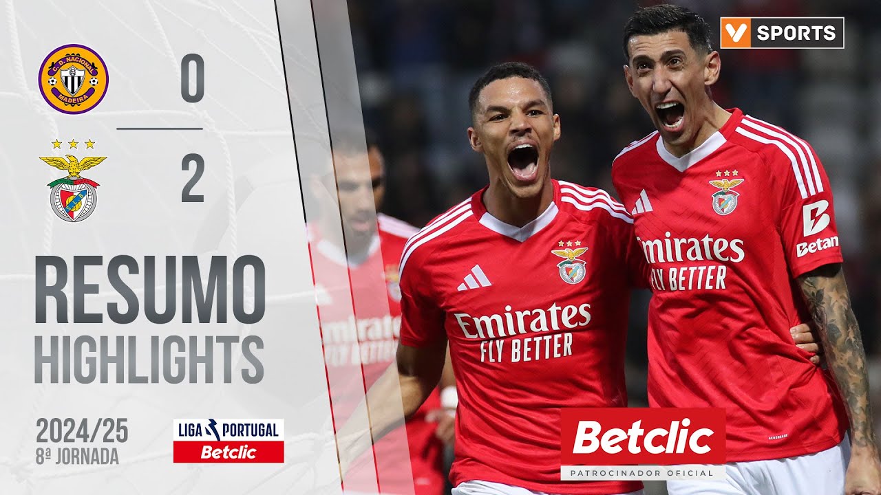 Resumo: Nacional 0-2 Benfica (Liga 24/25 #8)