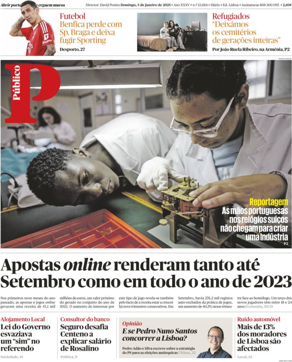 P&uacute;blico: Capa da Edi&ccedil;&atilde;o de domingo, 05 de janeiro 2025