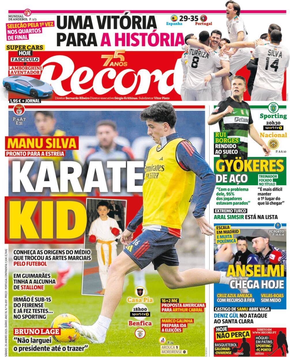 Record: Capa da Edi&ccedil;&atilde;o de s&aacute;bado, 25 de janeiro 2025