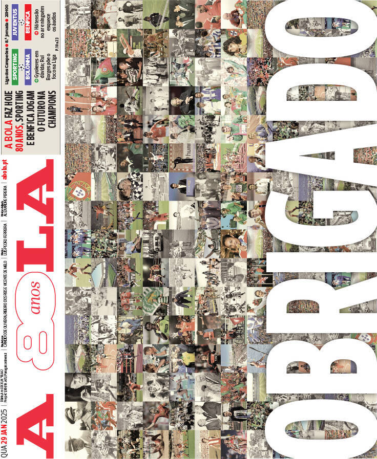 A Bola: Capa da Edi&ccedil;&atilde;o de quarta-feira, 29 de janeiro 2025
