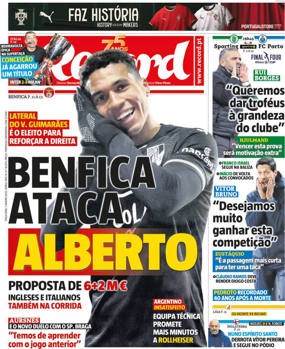 Record: Capa da Edi&ccedil;&atilde;o de ter&ccedil;a-feira, 07 de janeiro 2025