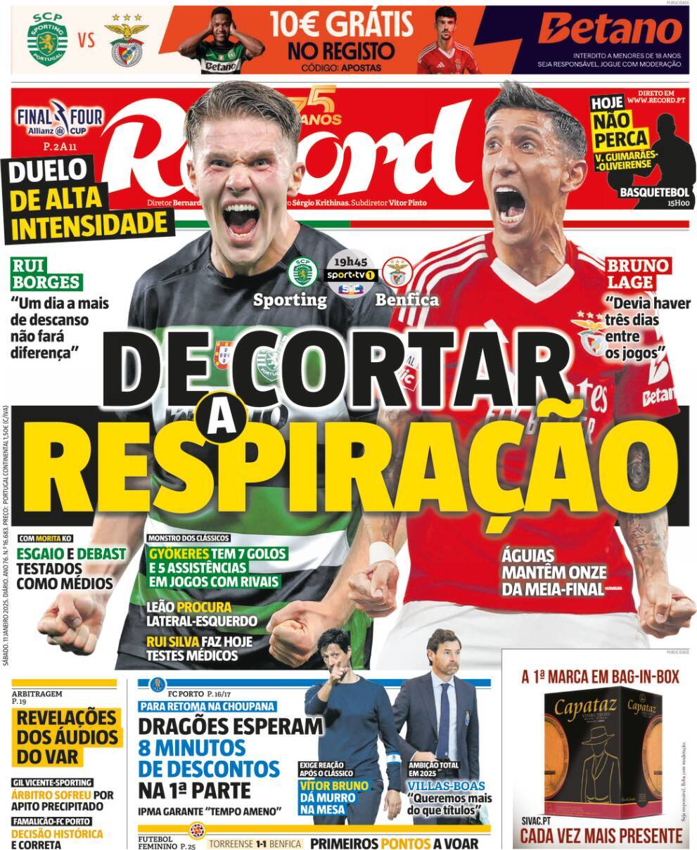 Record: Capa da Edi&ccedil;&atilde;o de s&aacute;bado, 11 de janeiro 2025