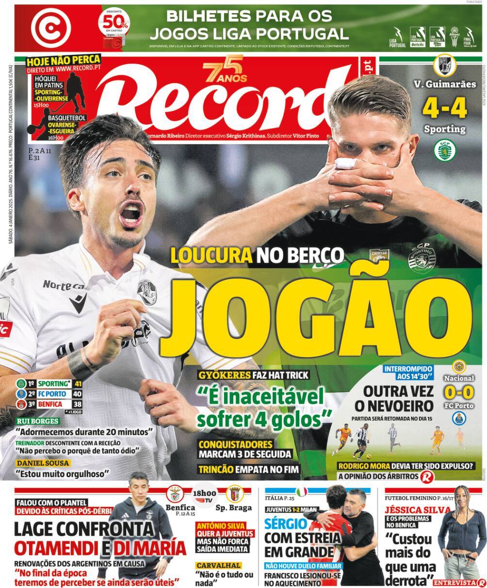 Record: Capa da Edi&ccedil;&atilde;o de s&aacute;bado, 04 de janeiro 2025