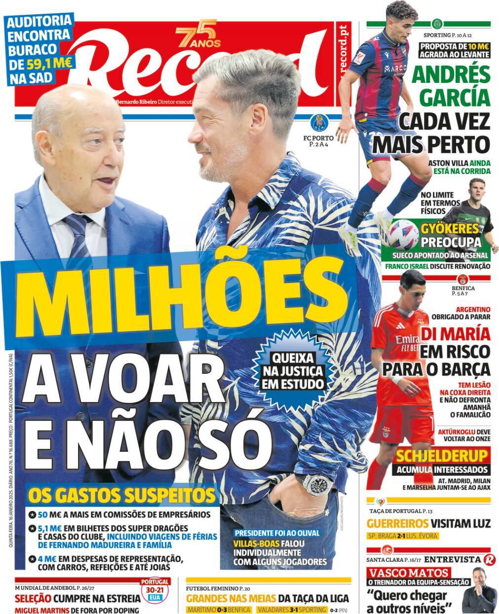 Record: Capa da Edi&ccedil;&atilde;o de quinta-feira, 16 de janeiro 2025
