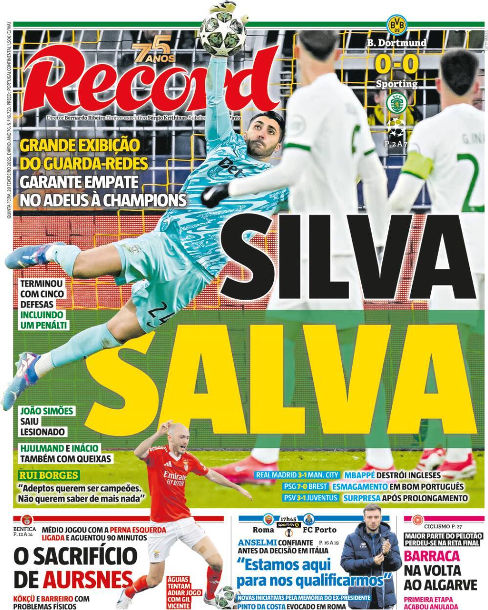 Record: Capa da Edi&ccedil;&atilde;o de quinta-feira, 20 de fevereiro 2025