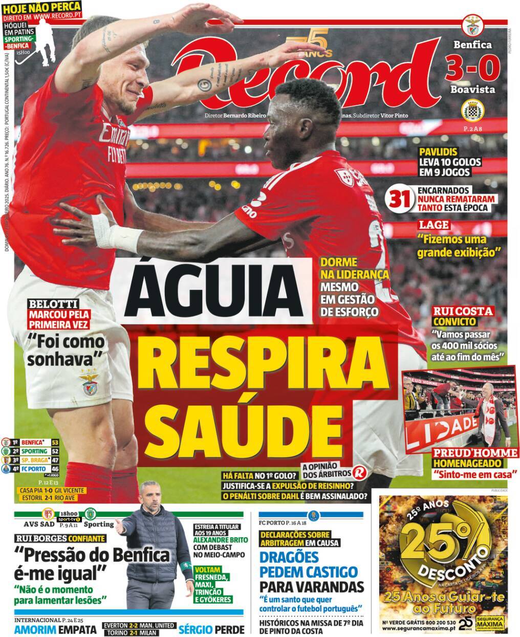 Record: Capa da Edi&ccedil;&atilde;o de domingo, 23 de fevereiro 2025