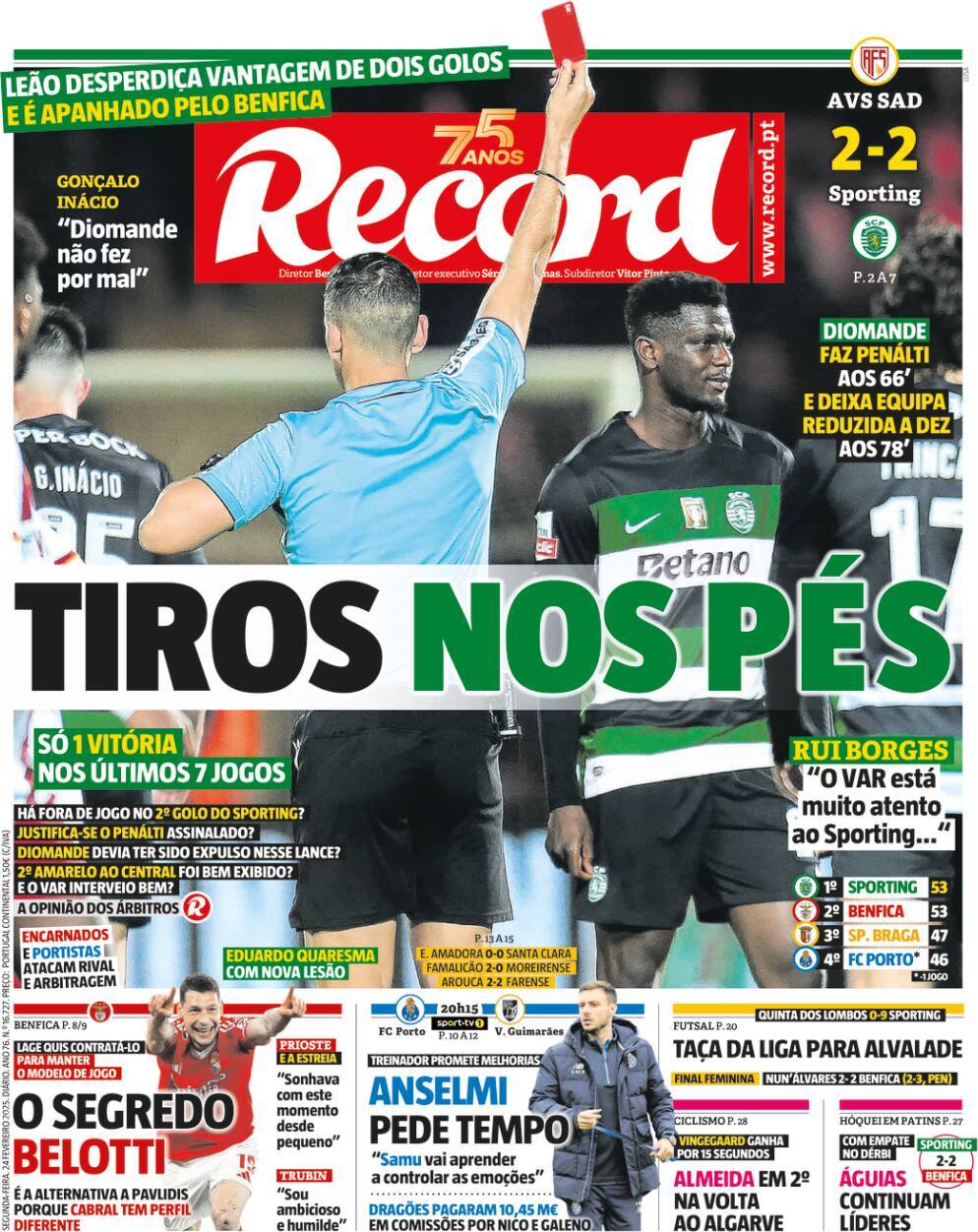 Record: Capa da Edi&ccedil;&atilde;o de segunda-feira, 24 de fevereiro 2025