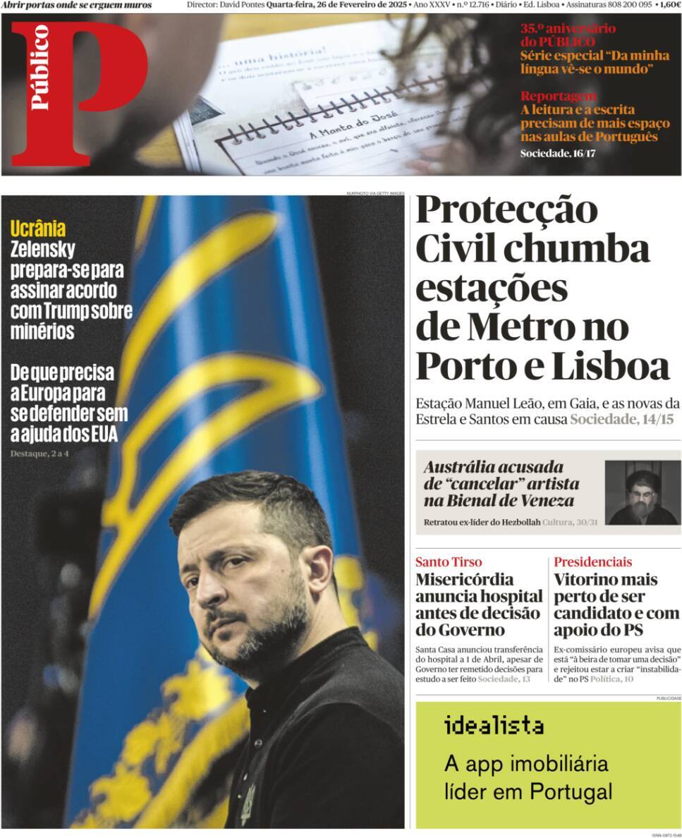 Record: Capa da Edi&ccedil;&atilde;o de quarta-feira, 26 de fevereiro 2025