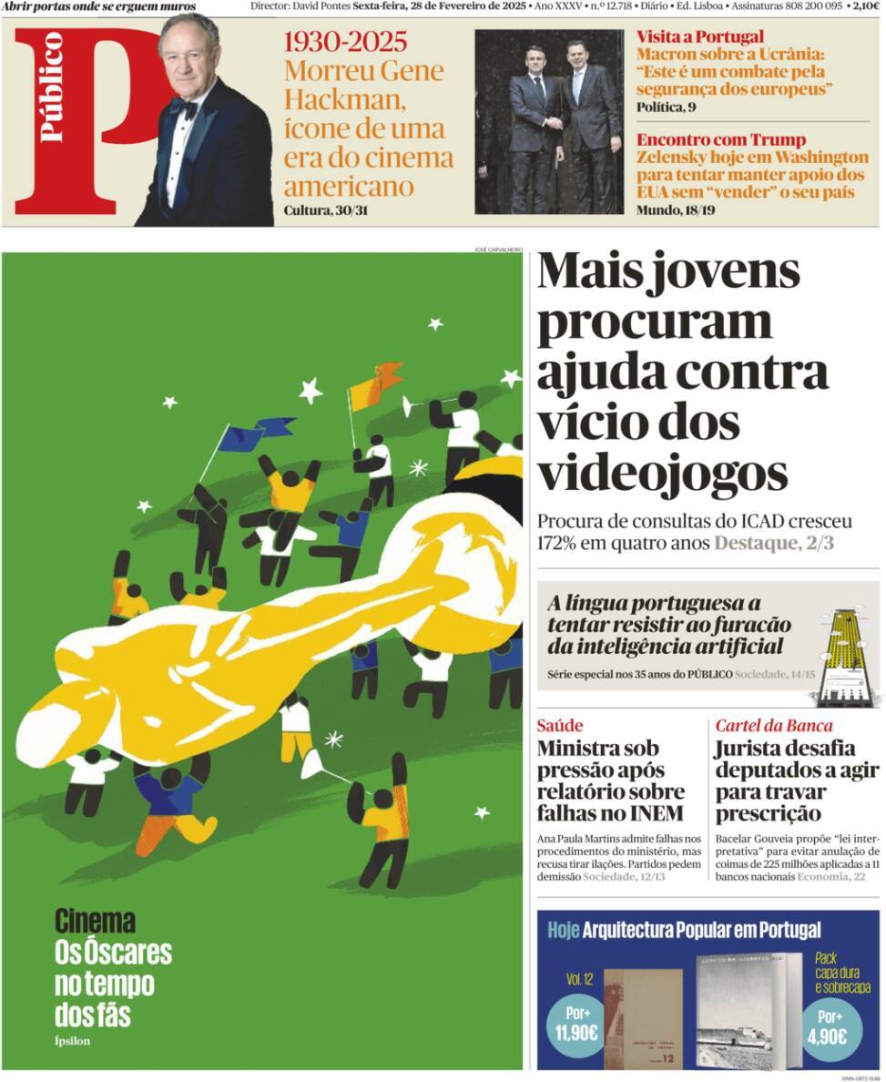 P&uacute;blico: Capa da Edi&ccedil;&atilde;o de sexta-feira, 28 de fevereiro 2025