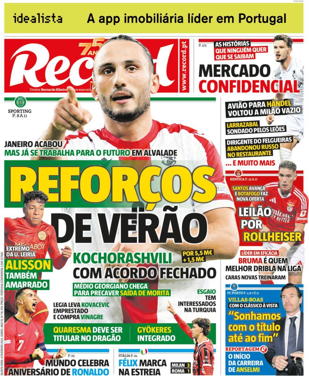 Record: Capa da Edi&ccedil;&atilde;o de quinta-feira, 06 de fevereiro 2025