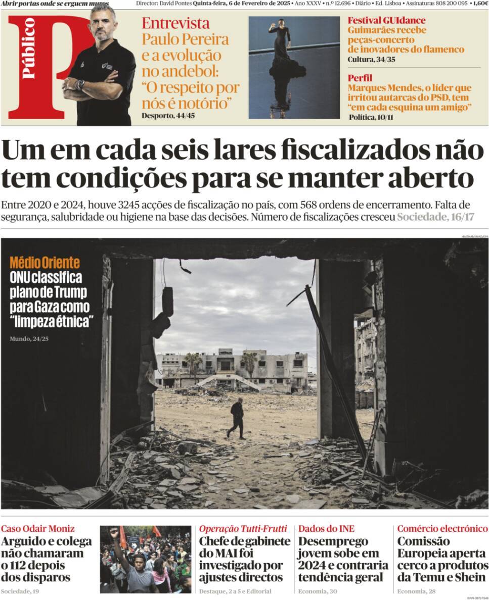 P&uacute;blico: Capa da Edi&ccedil;&atilde;o de quinta-feira, 06 de fevereiro 2025