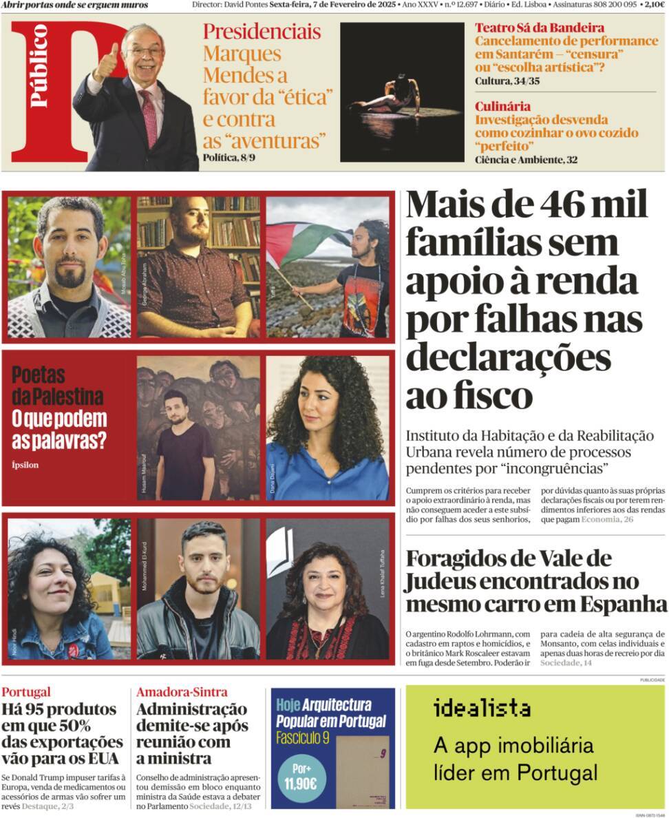 P&uacute;blico: Capa da Edi&ccedil;&atilde;o de sexta-feira, 07 de fevereiro 2025