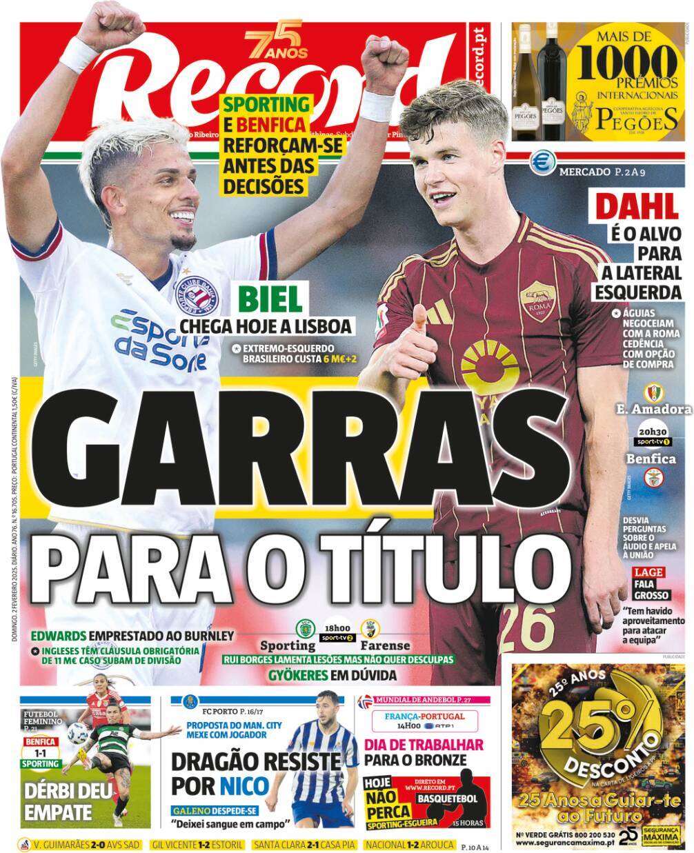 Record: Capa da Edi&ccedil;&atilde;o de domingo, 02 de fevereiro 2025