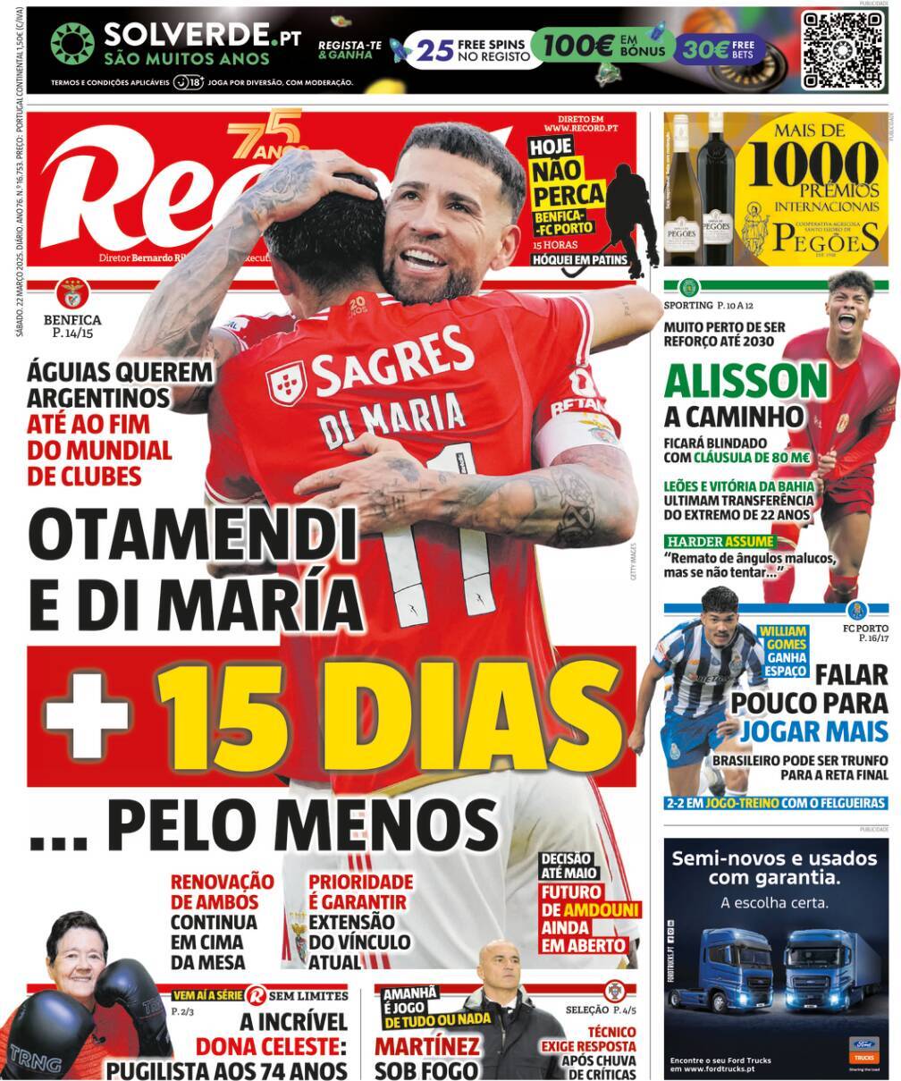 Record: Capa da Edi&ccedil;&atilde;o de s&aacute;bado, 22 de mar&ccedil;o 2025