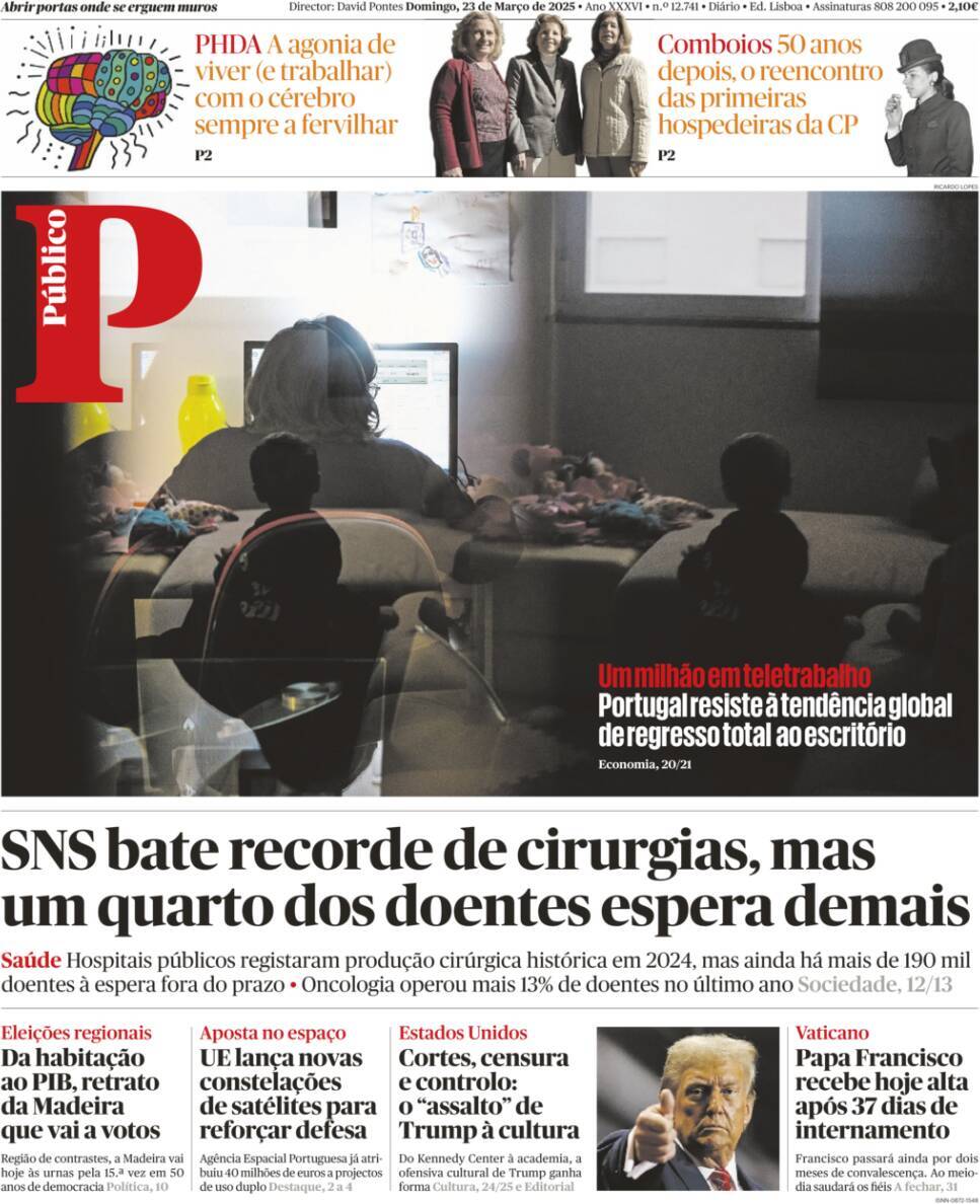 P&uacute;blico: Capa da Edi&ccedil;&atilde;o de domingo, 23 de mar&ccedil;o 2025