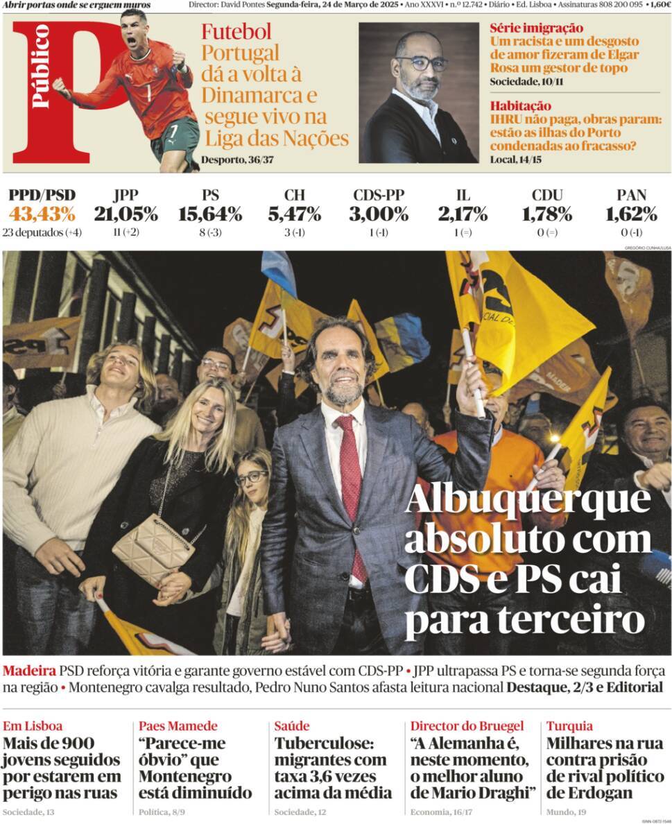 Record: Capa da Edi&ccedil;&atilde;o de segunda-feira, 24 de mar&ccedil;o 2025