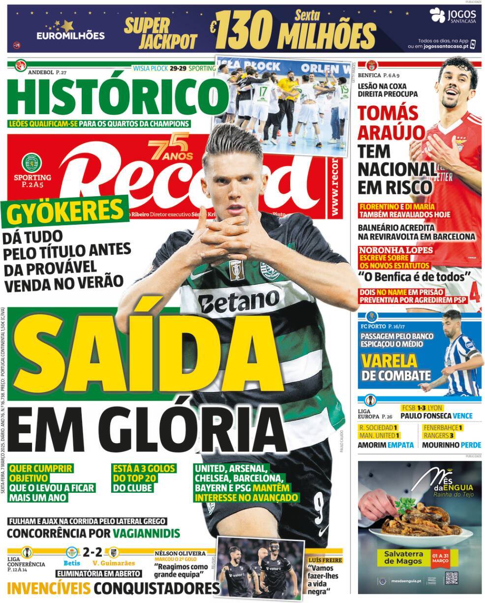 Record: Capa da Edi&ccedil;&atilde;o de sexta-feira, 07 de mar&ccedil;o 2025