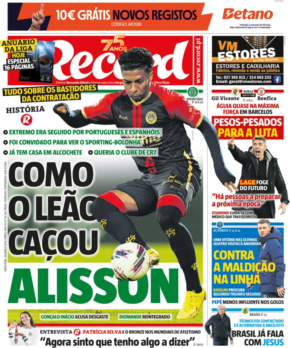 P&uacute;blico: Capa da Edi&ccedil;&atilde;o de sexta-feira, 28 de mar&ccedil;o 2025