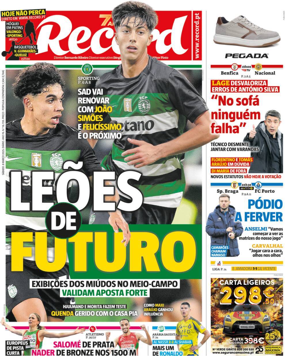 Record: Capa da Edi&ccedil;&atilde;o de s&aacute;bado, 08 de mar&ccedil;o 2025