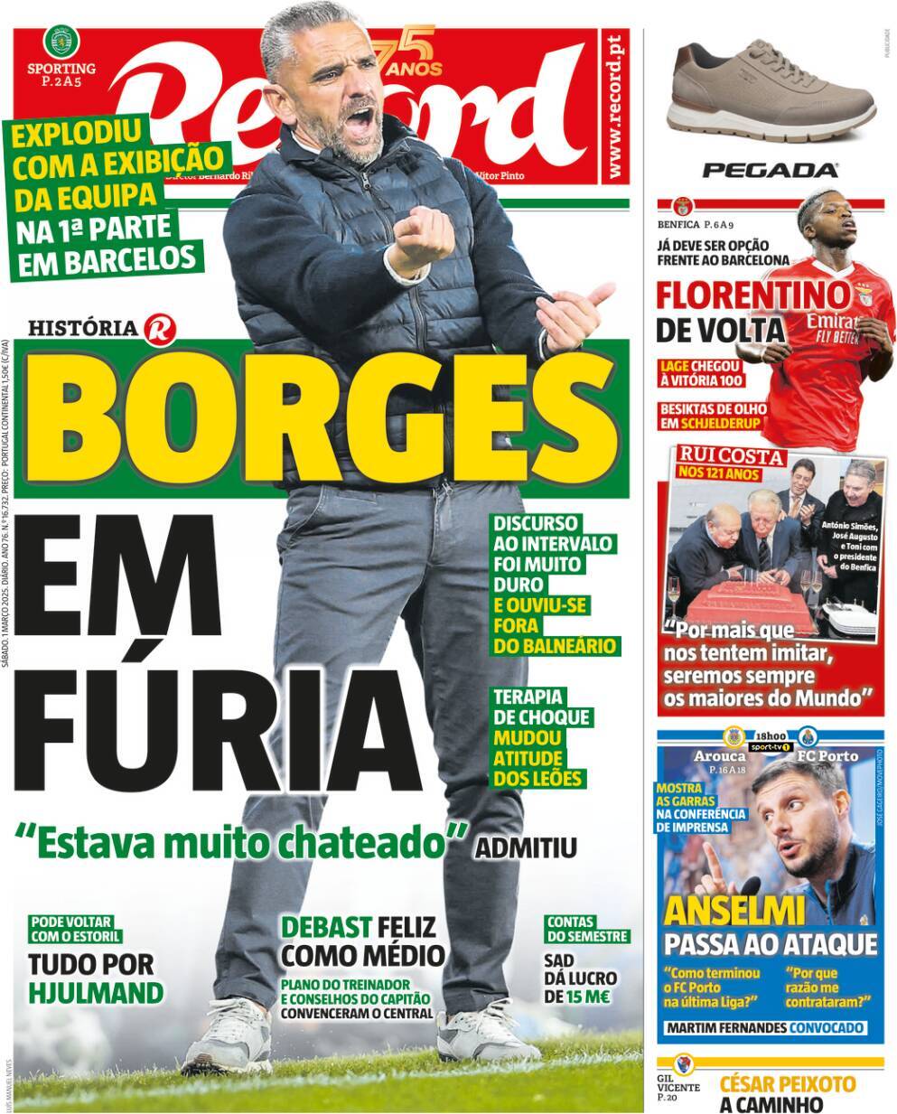 Record: Capa da Edi&ccedil;&atilde;o de s&aacute;bado, 01 de mar&ccedil;o 2025