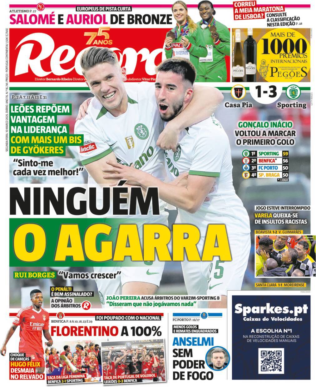 Record: Capa da Edi&ccedil;&atilde;o de segunda-feira, 10 de mar&ccedil;o 2025