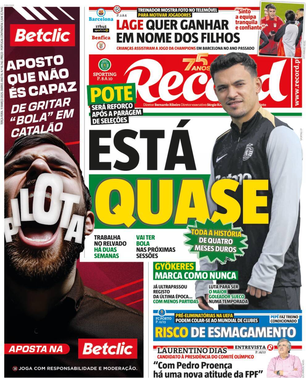 Record: Capa da Edi&ccedil;&atilde;o de ter&ccedil;a-feira, 11 de mar&ccedil;o 2025