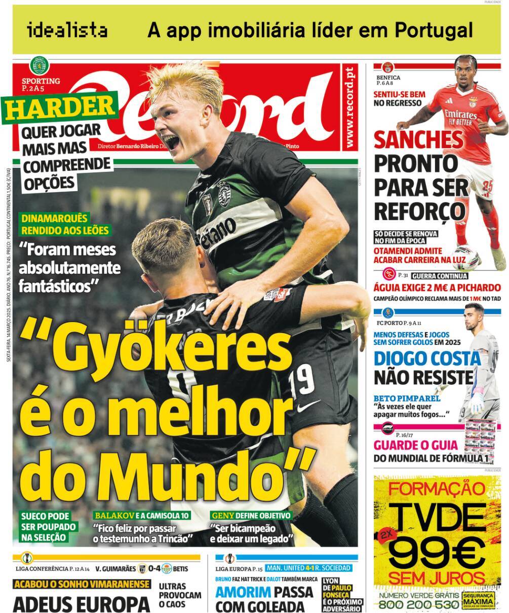 Record: Capa da Edi&ccedil;&atilde;o de sexta-feira, 14 de mar&ccedil;o 2025