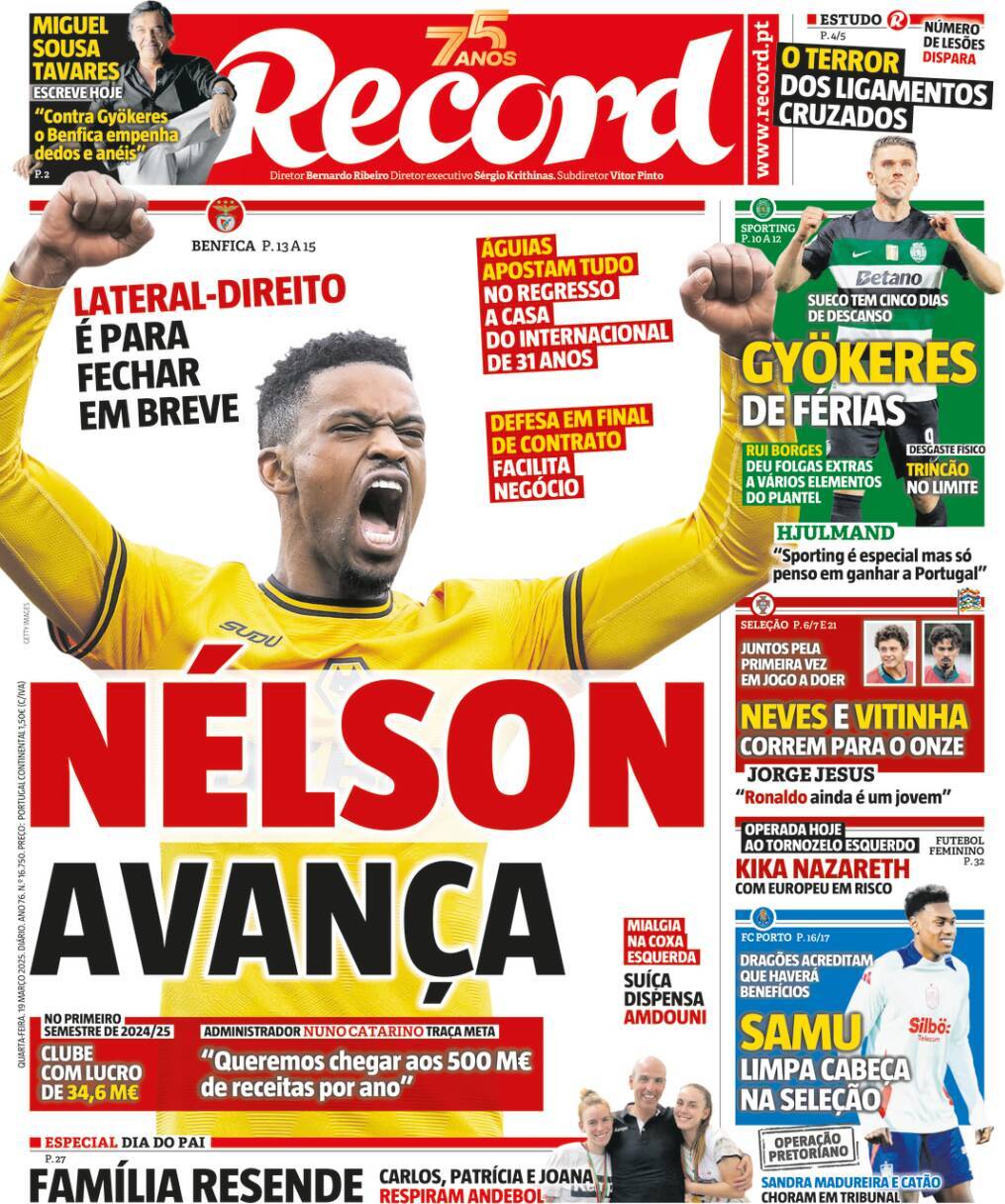 Record: Capa da Edi&ccedil;&atilde;o de quarta-feira, 19 de mar&ccedil;o 2025