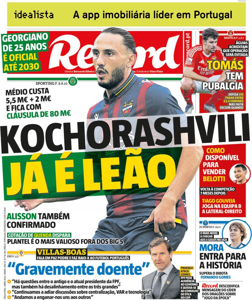 Record: Capa da Edi&ccedil;&atilde;o de ter&ccedil;a-feira, 01 de abril 2025