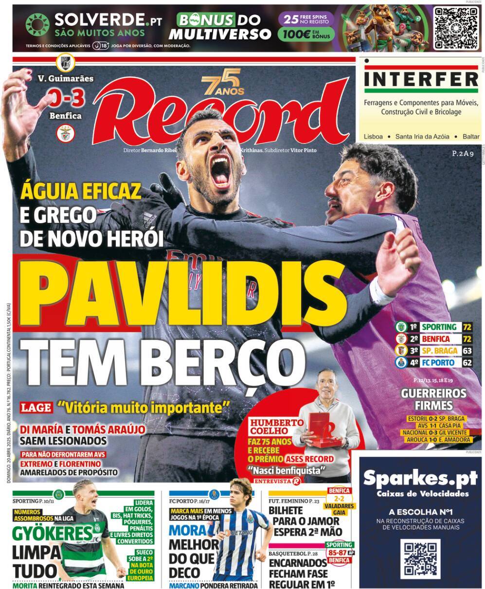 Record: Capa da Edi&ccedil;&atilde;o de domingo, 20 de abril 2025