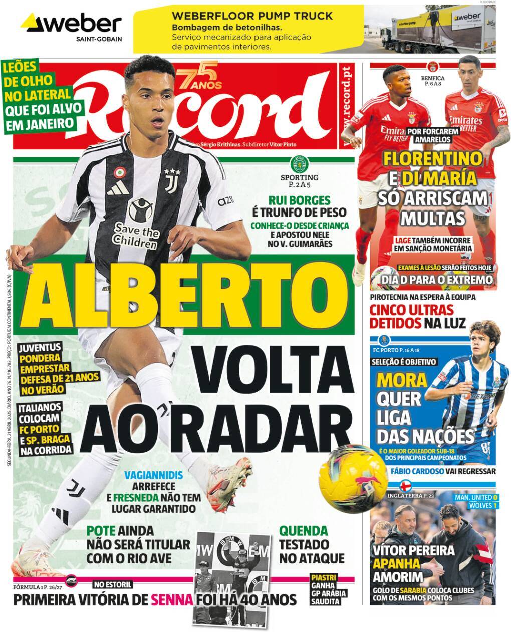 Record: Capa da Edi&ccedil;&atilde;o de segunda-feira, 21 de abril 2025