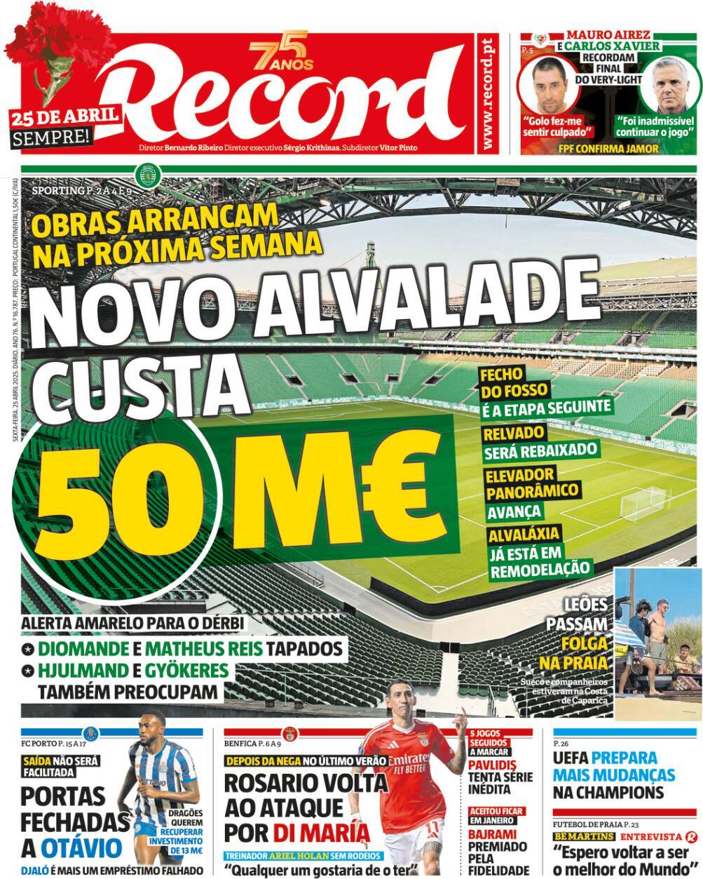 Record: Capa da Edi&ccedil;&atilde;o de sexta-feira, 25 de abril 2025
