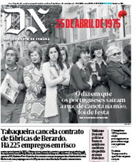 Di&aacute;rio de Not&iacute;cias: Capa da Edi&ccedil;&atilde;o de sexta-feira, 25 de abril 2025