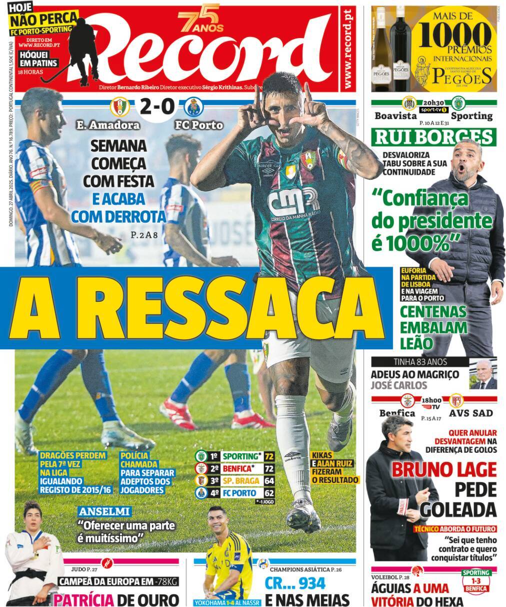Record: Capa da Edi&ccedil;&atilde;o de domingo, 27 de abril 2025