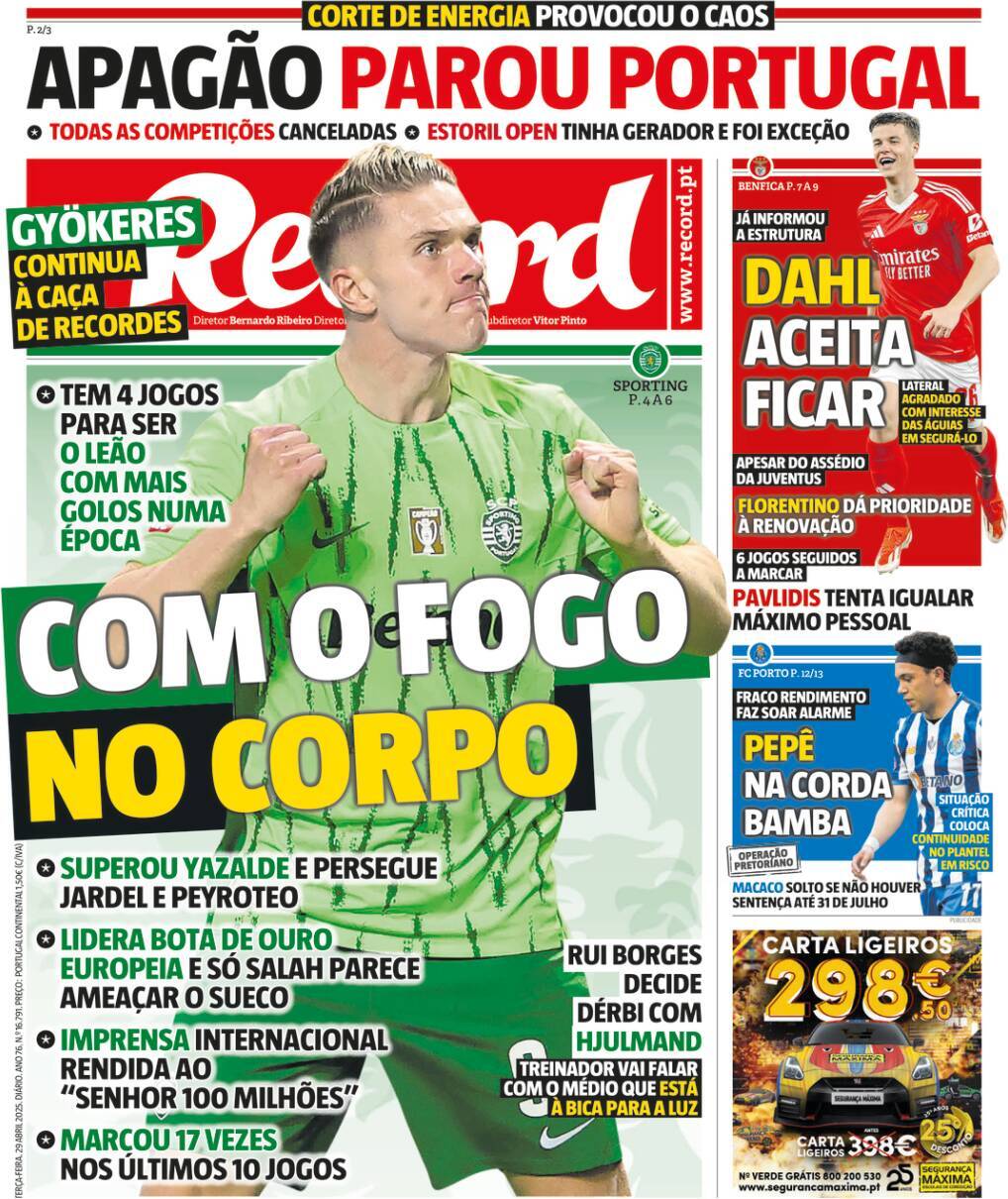 Record: Capa da Edi&ccedil;&atilde;o de ter&ccedil;a-feira, 29 de abril 2025