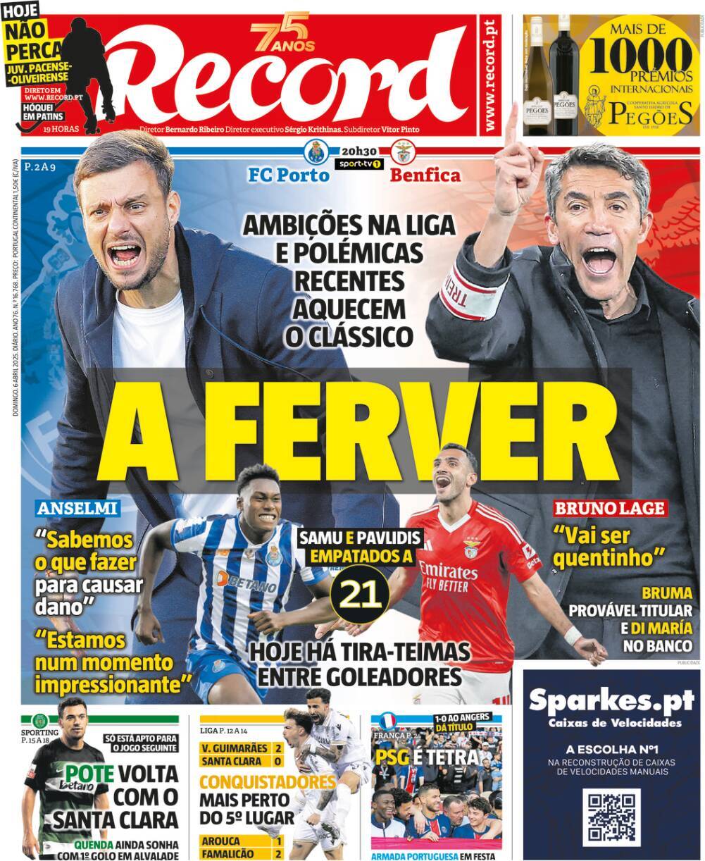 Record: Capa da Edi&ccedil;&atilde;o de domingo, 06 de abril 2025